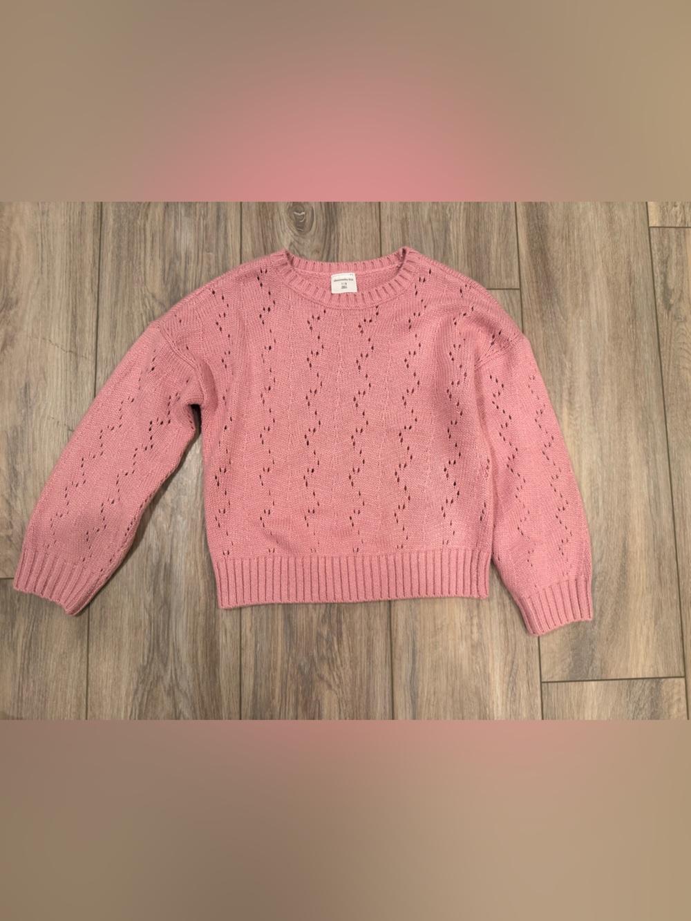 abercrombie kids Rose Pink Openwork Knit Sweater